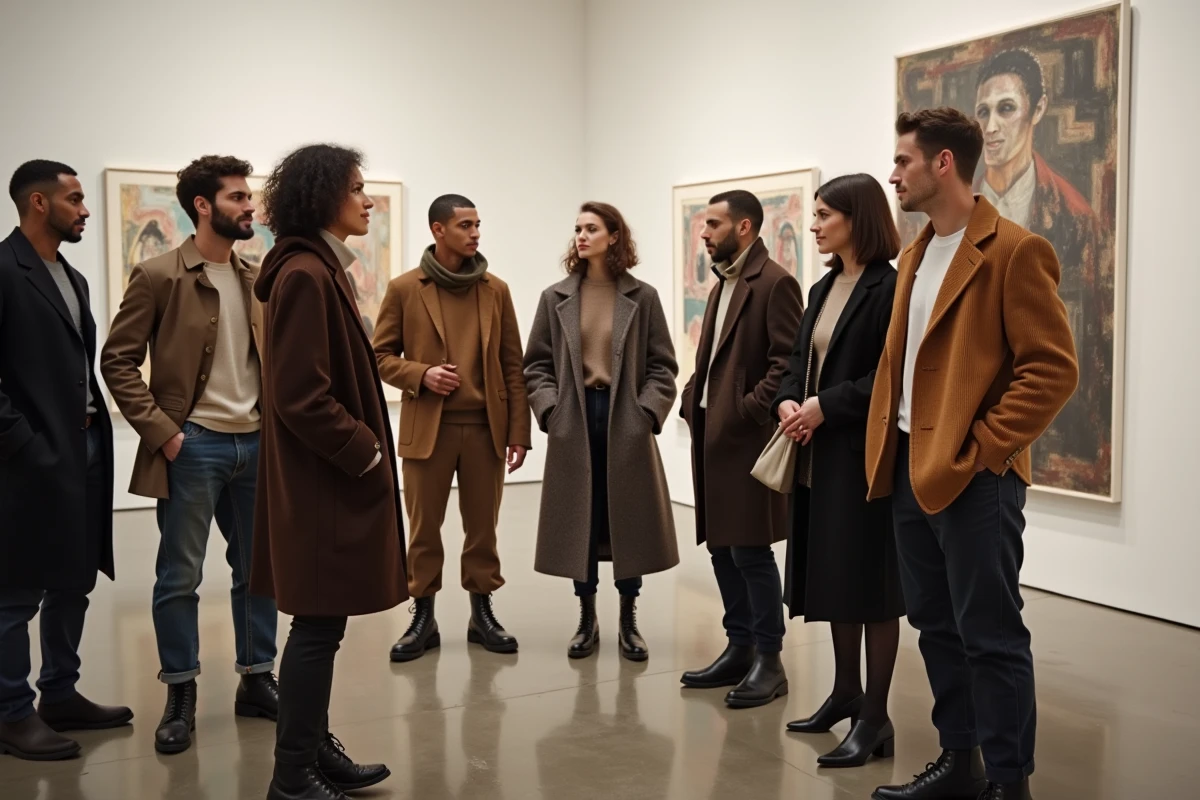 Groupe de modeurs dans une galerie parisienne moderne